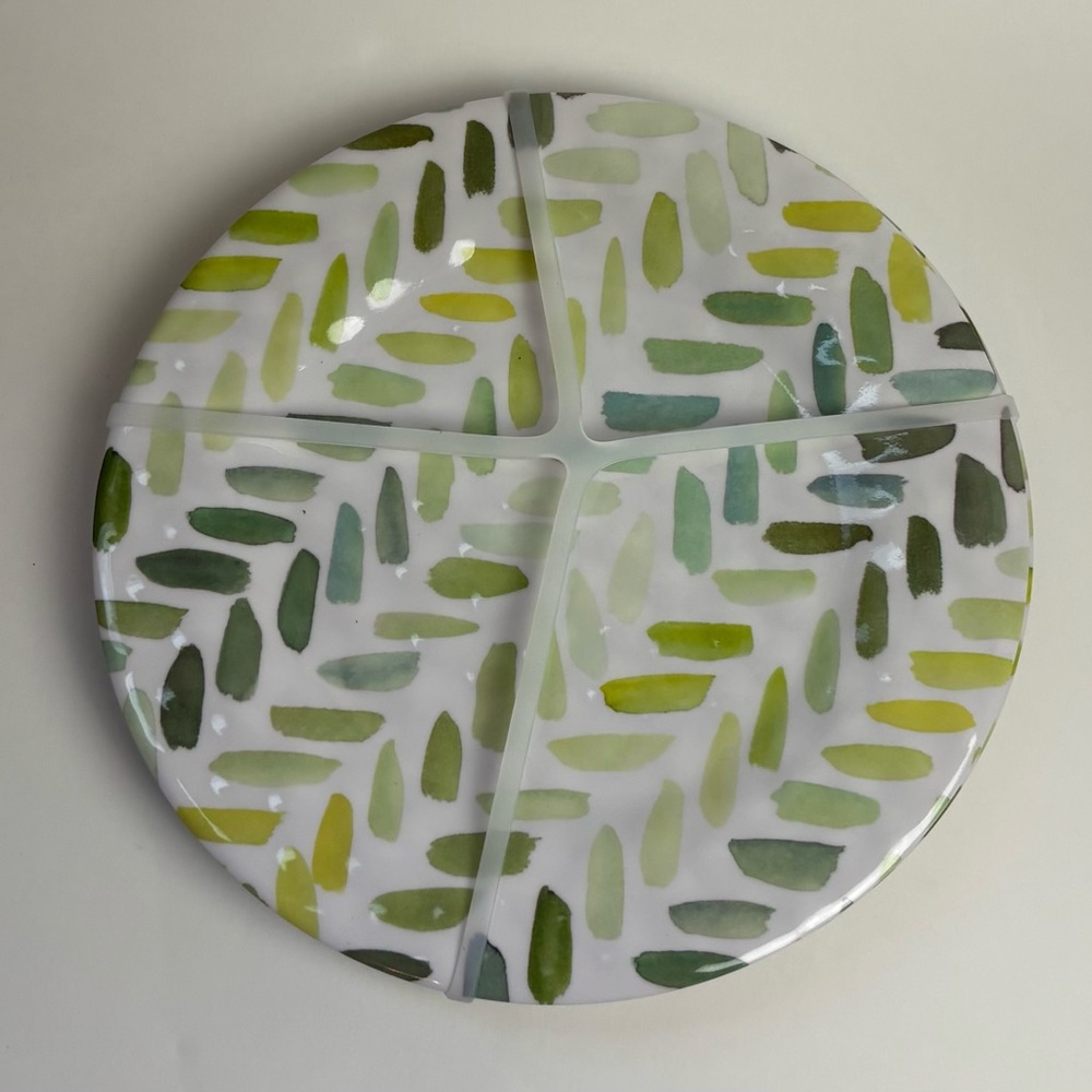 Green & white Melamine Dinner Plate Set 11" each (4-PC)
